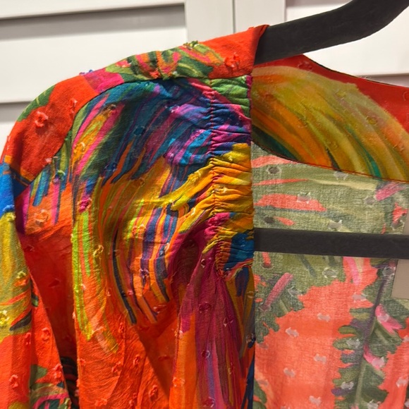 FARM Rio NWT Urban Jungle Colorful Print Tie-Front Blouse. - Picture 9 of 12